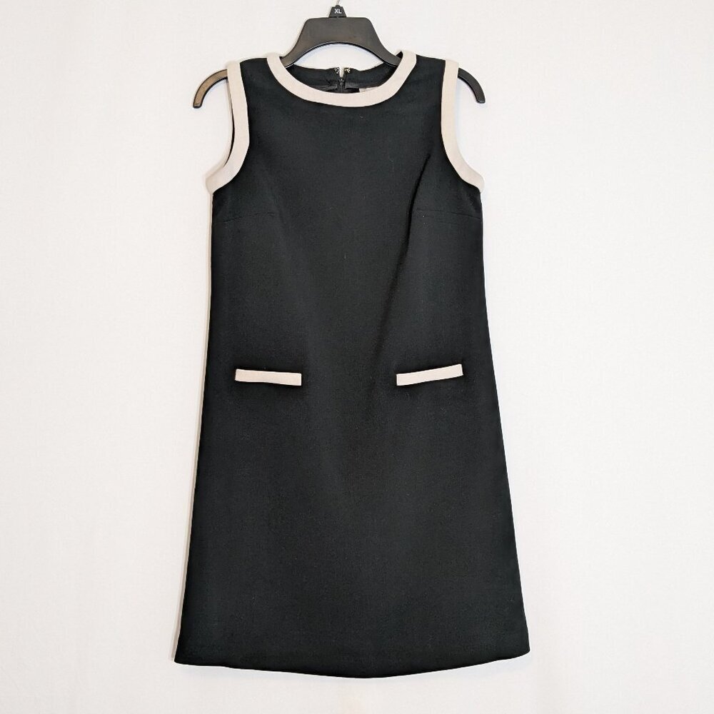 ISAAC MIZRAHI Black/White Sleeveless Knee Length Knit Sheath Pencil Dress Size 2